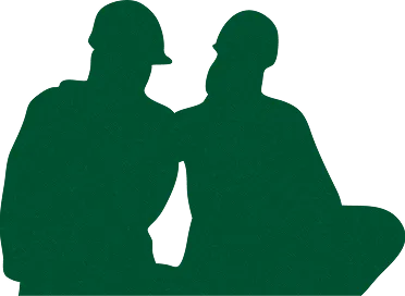 肩を組んで座る二人のシルエット