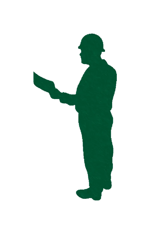 書類を確認する作業員のシルエット