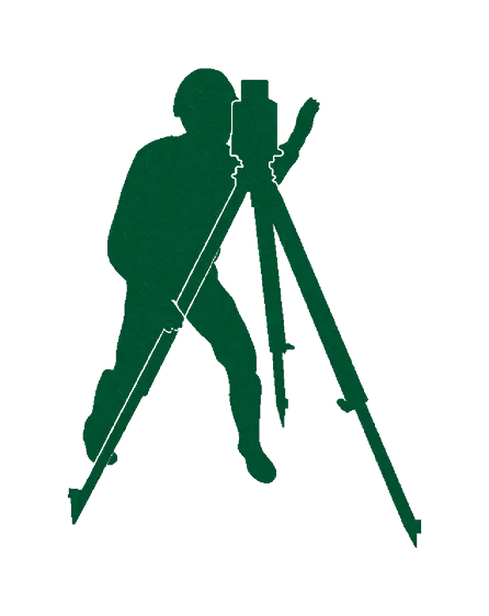 測量機器を操作する作業員のシルエット